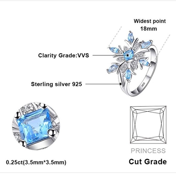 925 Sterling Silver Snowflake Shape Ring - Picture 3 of 6